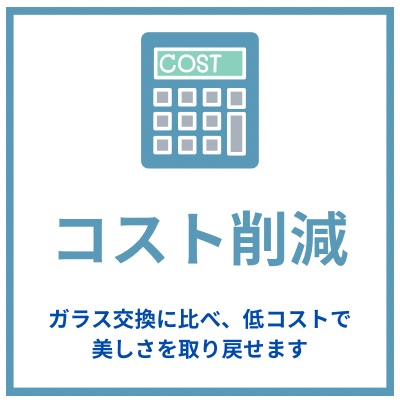 ガラス再生研磨によるコスト削減のイメージ