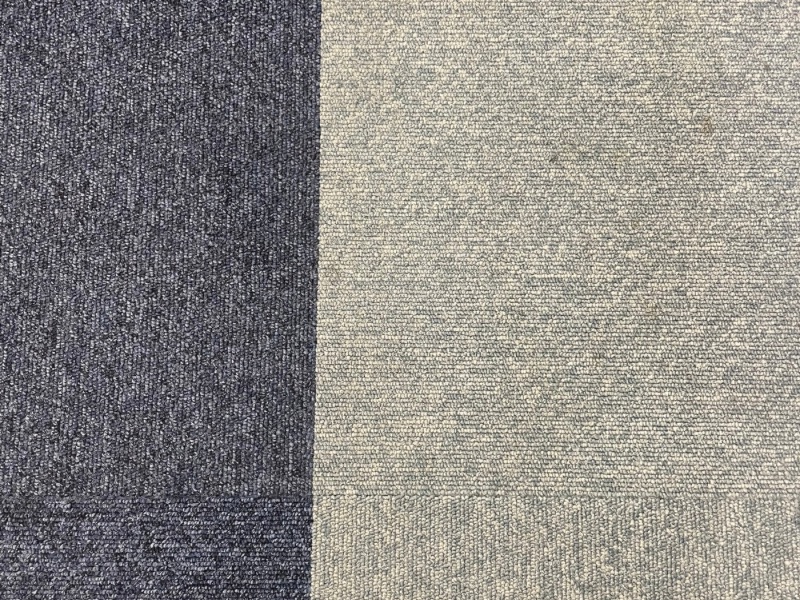 荒川区オフィスビルのカーペット施工後。シミがきれいに除去され清潔感が戻った状態。