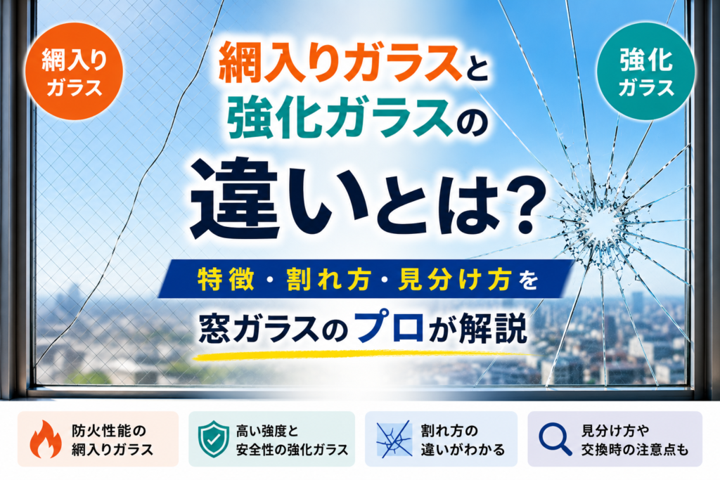 網入りガラスと強化ガラスの違いとは？特徴・割れ方・見分け方を窓ガラスのプロが解説