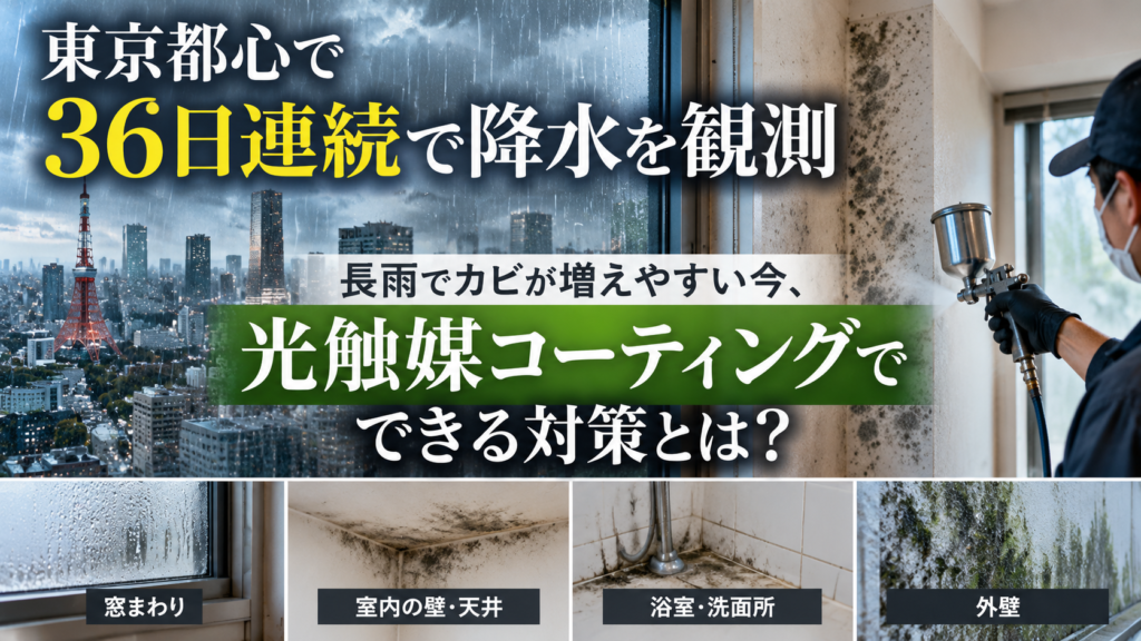 東京都心で36日連続の降水を観測|長雨で気になるカビ対策に「光触媒コーティング」という選択肢
